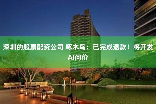 深圳的股票配资公司 啄木鸟：已完成退款！将开发AI问价
