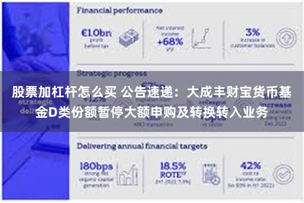 股票加杠杆怎么买 公告速递：大成丰财宝货币基金D类份额暂停大额申购及转换转入业务