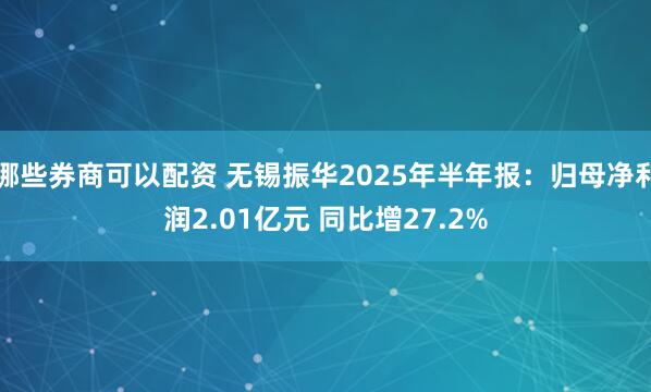 哪些券商可以配资 无锡振华2025年半年报：归母净利润2.01亿元 同比增27.2%